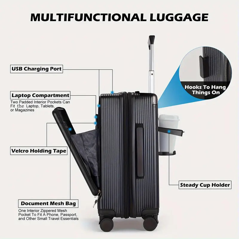 Valléx TravelMate – Suitcase with USB & Front Lid