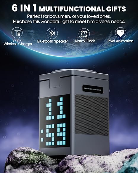 PixelWave 3-in-1 Speaker & Wireless Charging Hub